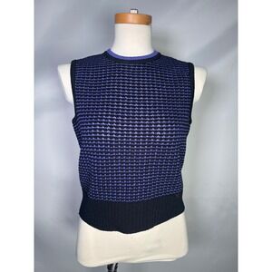 St. John Sport Marie Gray Vtg Purple Black Sweater Vest Sleeveless Top Petite P